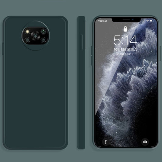 For Xiaomi Poco X3 NFC / Poco X3 Pro Solid Color Imitation Liquid Silicone Straight Edge Dropproof Full Coverage Protective Case(Dark Green) - Xiaomi Cases by buy2fix | Online Shopping UK | buy2fix