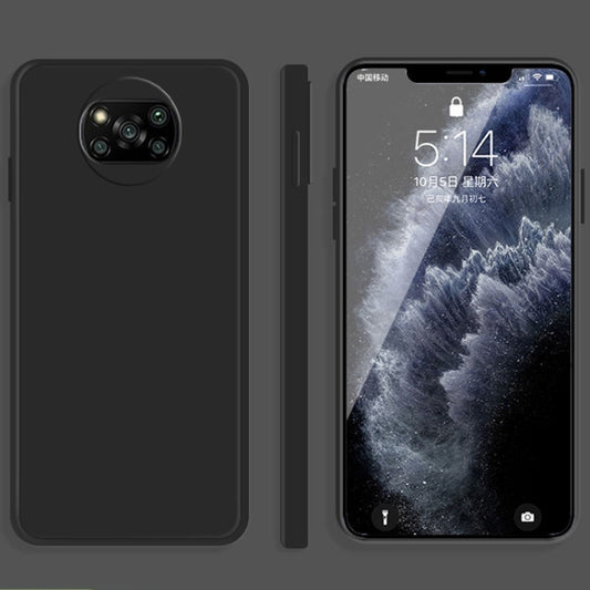 For Xiaomi Poco X3 NFC / Poco X3 Pro Solid Color Imitation Liquid Silicone Straight Edge Dropproof Full Coverage Protective Case(Black) - Xiaomi Cases by buy2fix | Online Shopping UK | buy2fix