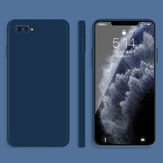 For OPPO A5 / A3s Solid Color Imitation Liquid Silicone Straight Edge Dropproof Full Coverage Protective Case(Blue) by buy2fix