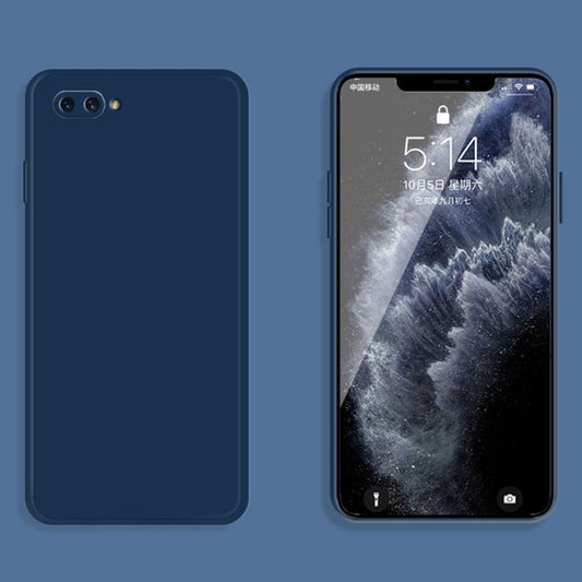 For OPPO A5 / A3s Solid Color Imitation Liquid Silicone Straight Edge Dropproof Full Coverage Protective Case(Blue) by buy2fix