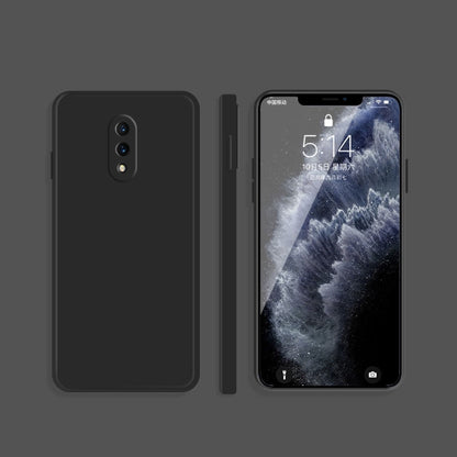 For OnePlus 7 Solid Color Imitation Liquid Silicone Straight Edge Dropproof Full Coverage Protective Case(Black) by buy2fix