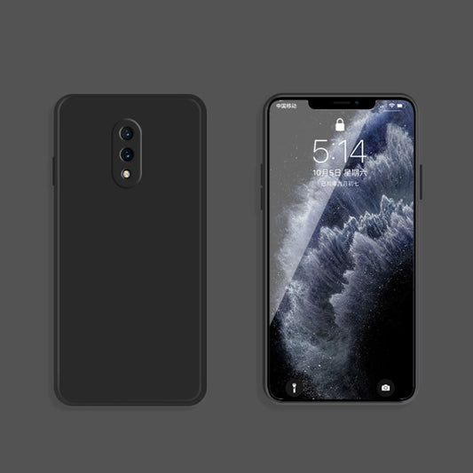 For OnePlus 7 Solid Color Imitation Liquid Silicone Straight Edge Dropproof Full Coverage Protective Case(Black) by buy2fix