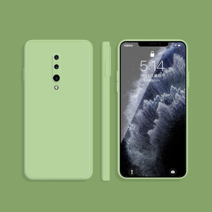 For OnePlus 7 Pro Solid Color Imitation Liquid Silicone Straight Edge Dropproof Full Coverage Protective Case(Matcha Green) by buy2fix