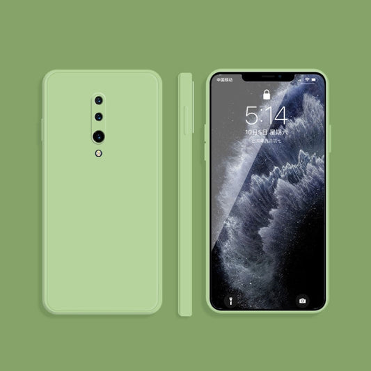 For OnePlus 7 Pro Solid Color Imitation Liquid Silicone Straight Edge Dropproof Full Coverage Protective Case(Matcha Green) by buy2fix
