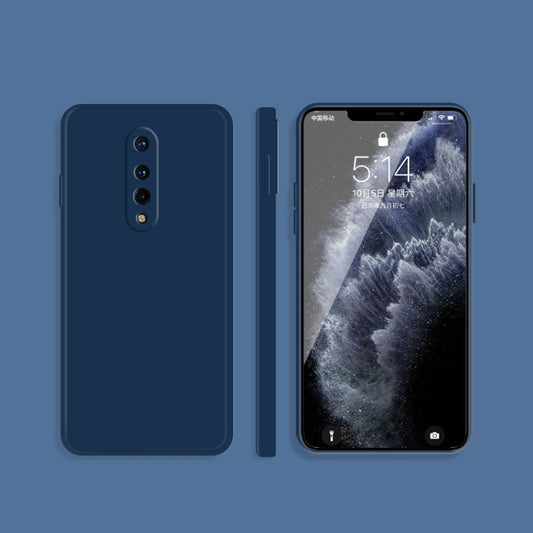 For OnePlus 8 Solid Color Imitation Liquid Silicone Straight Edge Dropproof Full Coverage Protective Case(Blue) - OnePlus Cases by buy2fix | Online Shopping UK | buy2fix