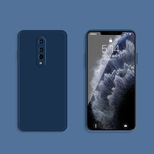 For OnePlus 8 Solid Color Imitation Liquid Silicone Straight Edge Dropproof Full Coverage Protective Case(Blue) - OnePlus Cases by buy2fix | Online Shopping UK | buy2fix