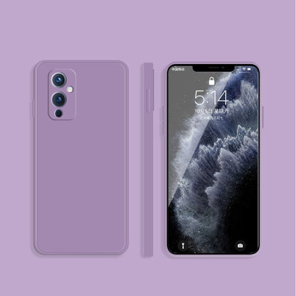 For OnePlus 9 Solid Color Imitation Liquid Silicone Straight Edge Dropproof Full Coverage Protective Case(Purple) - OnePlus Cases by buy2fix | Online Shopping UK | buy2fix
