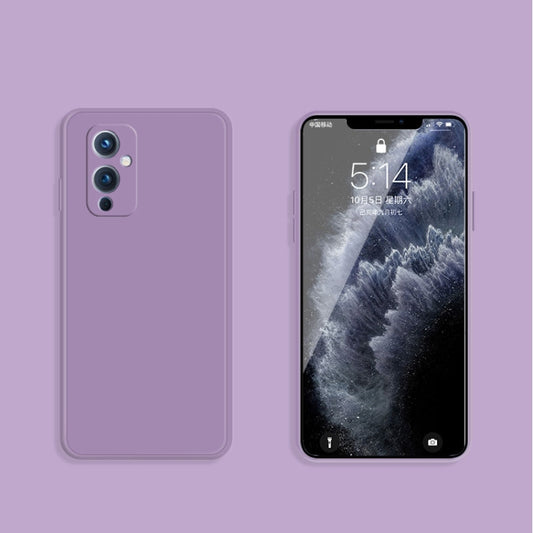 For OnePlus 9 Solid Color Imitation Liquid Silicone Straight Edge Dropproof Full Coverage Protective Case(Purple) - OnePlus Cases by buy2fix | Online Shopping UK | buy2fix