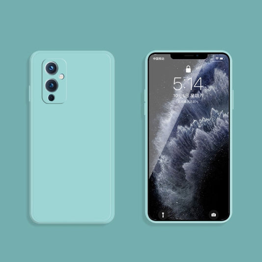 For OnePlus 9 Solid Color Imitation Liquid Silicone Straight Edge Dropproof Full Coverage Protective Case(Sky Blue) - OnePlus Cases by buy2fix | Online Shopping UK | buy2fix