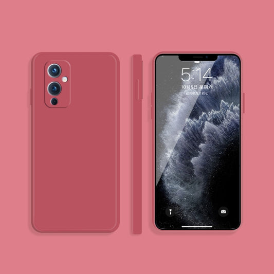 For OnePlus 9 Solid Color Imitation Liquid Silicone Straight Edge Dropproof Full Coverage Protective Case(Red) - OnePlus Cases by buy2fix | Online Shopping UK | buy2fix