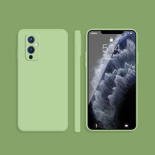 For OnePlus 9 Solid Color Imitation Liquid Silicone Straight Edge Dropproof Full Coverage Protective Case(Matcha Green) - OnePlus Cases by buy2fix | Online Shopping UK | buy2fix