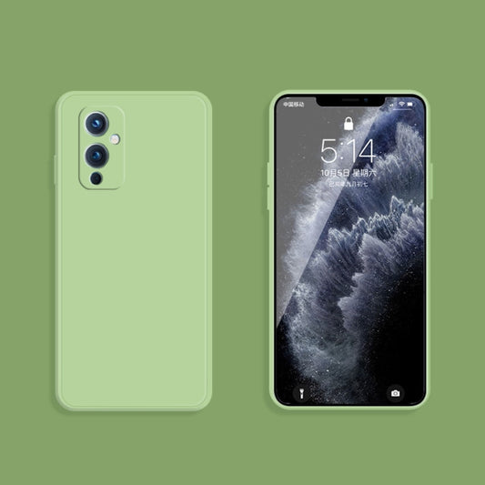 For OnePlus 9 Solid Color Imitation Liquid Silicone Straight Edge Dropproof Full Coverage Protective Case(Matcha Green) - OnePlus Cases by buy2fix | Online Shopping UK | buy2fix