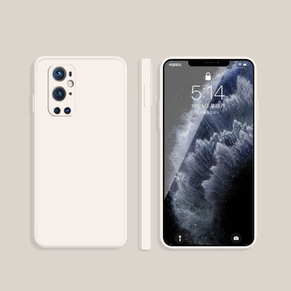 For OnePlus 9 Pro Solid Color Imitation Liquid Silicone Straight Edge Dropproof Full Coverage Protective Case(White) - OnePlus Cases by buy2fix | Online Shopping UK | buy2fix