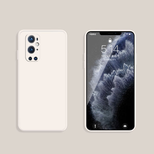 For OnePlus 9 Pro Solid Color Imitation Liquid Silicone Straight Edge Dropproof Full Coverage Protective Case(White) - OnePlus Cases by buy2fix | Online Shopping UK | buy2fix