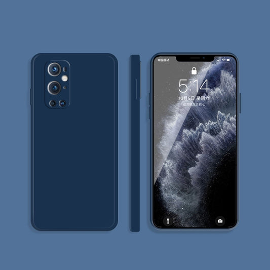 For OnePlus 9 Pro Solid Color Imitation Liquid Silicone Straight Edge Dropproof Full Coverage Protective Case(Blue) - OnePlus Cases by buy2fix | Online Shopping UK | buy2fix