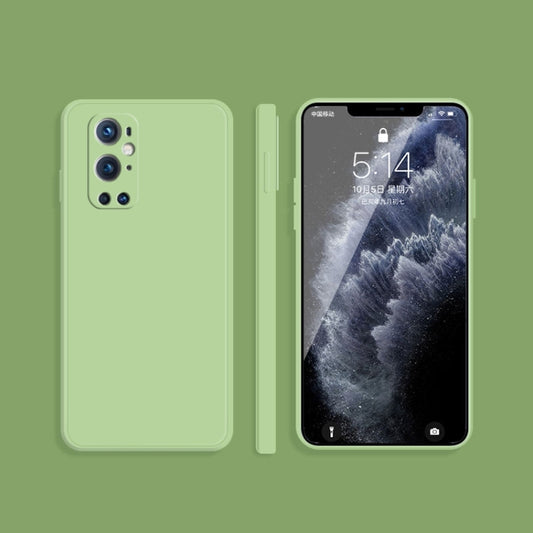 For OnePlus 9 Pro Solid Color Imitation Liquid Silicone Straight Edge Dropproof Full Coverage Protective Case(Matcha Green) - OnePlus Cases by buy2fix | Online Shopping UK | buy2fix