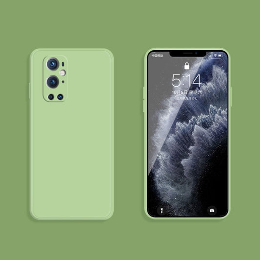 For OnePlus 9 Pro Solid Color Imitation Liquid Silicone Straight Edge Dropproof Full Coverage Protective Case(Matcha Green) - OnePlus Cases by buy2fix | Online Shopping UK | buy2fix