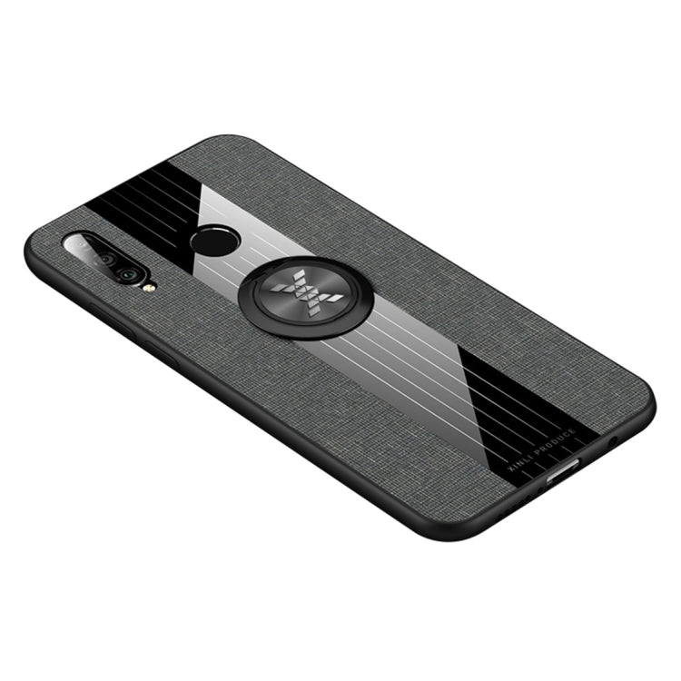 For Huawei P30 Lite XINLI Stitching Cloth Textue Shockproof TPU Protective Case with Ring Holder(Grey) - Huawei Cases by XINLI | Online Shopping UK | buy2fix
