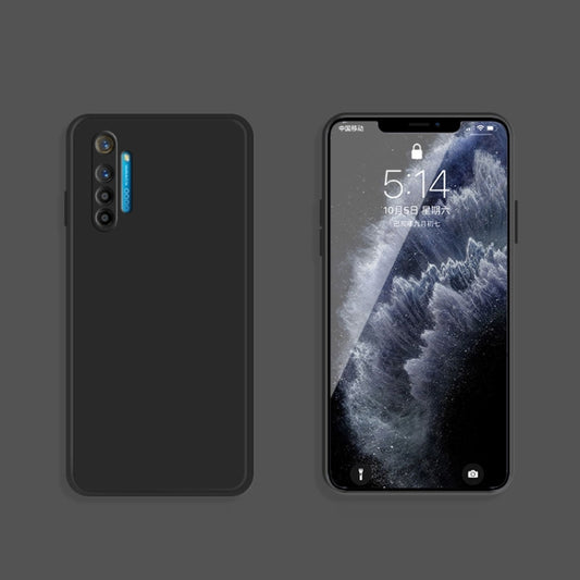 For OPPO Realme X2 / K5 Solid Color Imitation Liquid Silicone Straight Edge Dropproof Full Coverage Protective Case(Black) - Realme Cases by buy2fix | Online Shopping UK | buy2fix