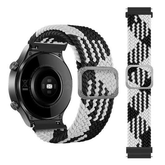For Samsung Galaxy Watch 3 41mm Adjustable Nylon Braided Elasticity Watch Band(Black White) - Watch Bands by buy2fix | Online Shopping UK | buy2fix