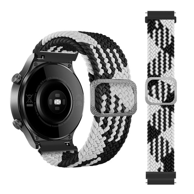 22mm Universal Adjustable Nylon Braided Elasticity Watch Band(Black White) - 22mm Bands by buy2fix | Online Shopping UK | buy2fix