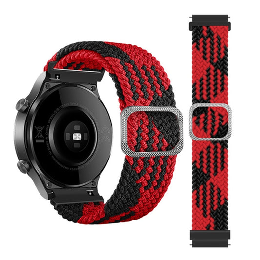 22mm Universal Adjustable Nylon Braided Elasticity Watch Band(Red Black) - 22mm Bands by buy2fix | Online Shopping UK | buy2fix