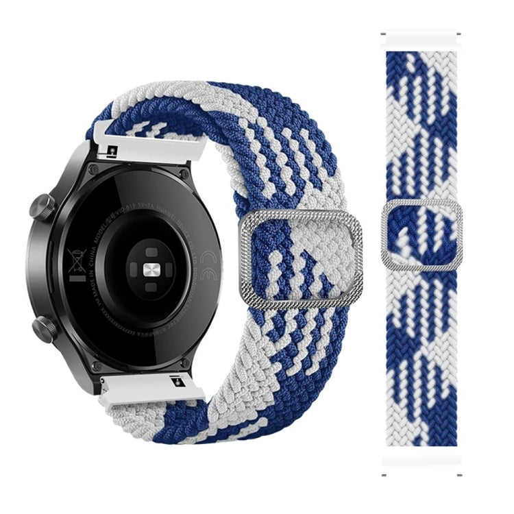 22mm Universal Adjustable Nylon Braided Elasticity Watch Band(Blue White) - 22mm Bands by buy2fix | Online Shopping UK | buy2fix