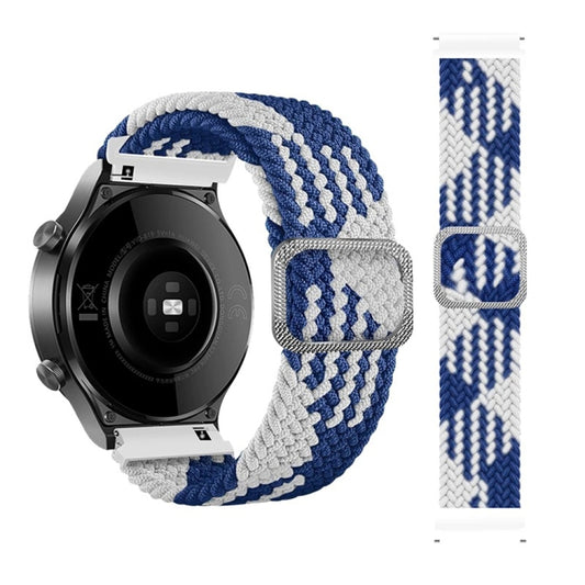 22mm Universal Adjustable Nylon Braided Elasticity Watch Band(Blue White) - 22mm Bands by buy2fix | Online Shopping UK | buy2fix