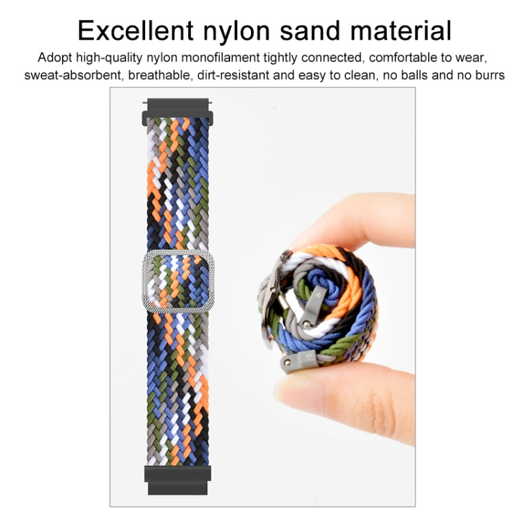 22mm Universal Adjustable Nylon Braided Elasticity Watch Band(Black White) - 22mm Bands by buy2fix | Online Shopping UK | buy2fix