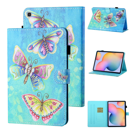 For Samsung Galaxy Tab A7 Lite 8.7 (2021) T220 Coloured Drawing Stitching Horizontal Flip Leather Case with Holder & Card Slot(Colorful Butterflies) - Tab A7 Lite T220 / T225 by buy2fix | Online Shopping UK | buy2fix