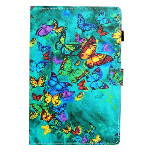 For Samsung Galaxy Tab A7 Lite 8.7 (2021) T220 Coloured Drawing Stitching Horizontal Flip Leather Case with Holder & Card Slot(Green Butterfly) - Tab A7 Lite T220 / T225 by buy2fix | Online Shopping UK | buy2fix