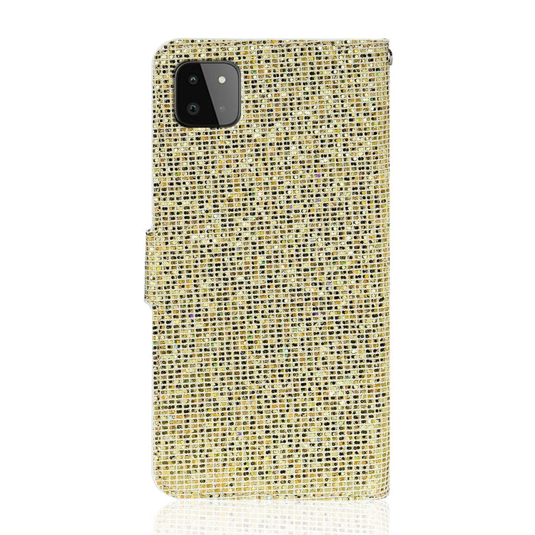 For Samsung Galaxy A22 5G Glitter Powder Horizontal Flip Leather Case with Card Slots & Holder & Lanyard(Gold) by buy2fix