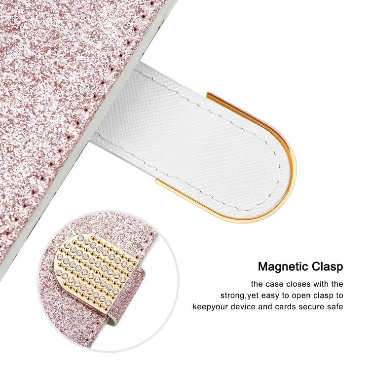 For Samsung Galaxy A22 5G Laser Glitter Powder Matching Crocodile Texture Horizontal Flip Leather Case with Card Slots & Holder & Wallet(Silver) - Galaxy Phone Cases by buy2fix | Online Shopping UK | buy2fix