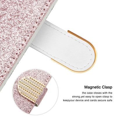 For Samsung Galaxy A22 5G Laser Glitter Powder Matching Crocodile Texture Horizontal Flip Leather Case with Card Slots & Holder & Wallet(Silver) - Galaxy Phone Cases by buy2fix | Online Shopping UK | buy2fix
