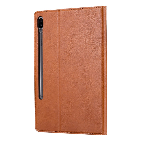 For Samsung Galaxy Tab S7 FE/S7 Lite/T730/T735/T736B Knead Skin Texture Horizontal Flip Leather Case with Photo Frame & Holder & Card Slots & Wallet(Brown) - Other Galaxy Tab PC by buy2fix | Online Shopping UK | buy2fix