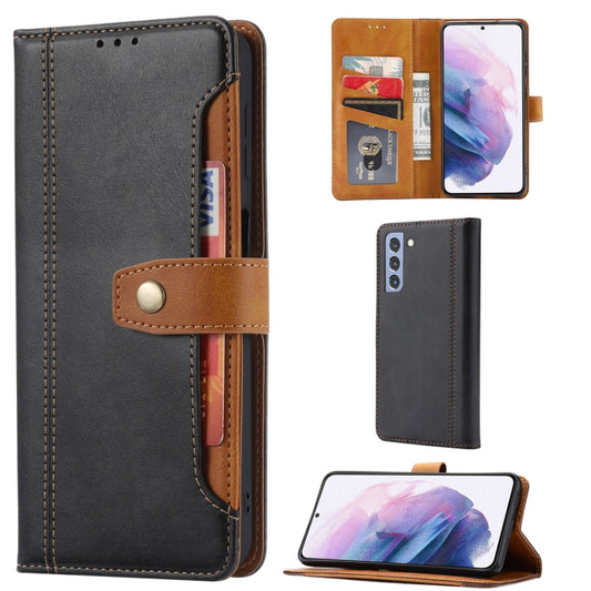 For Samsung Galaxy S21 FE Calf Texture Double Fold Clasp Horizontal Flip Leather Case with Photo Frame & Holder & Card Slots & Wallet(Black) - Galaxy Phone Cases by buy2fix | Online Shopping UK | buy2fix