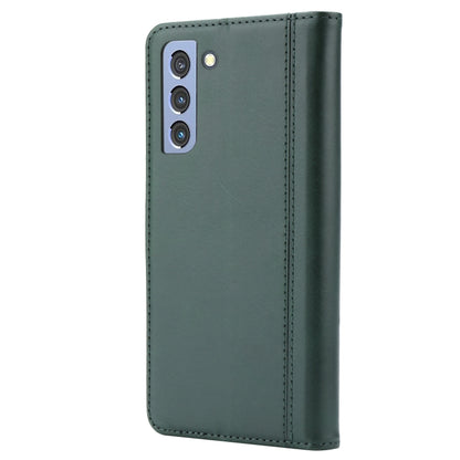 For Samsung Galaxy S21 FE Calf Texture Double Fold Clasp Horizontal Flip Leather Case with Photo Frame & Holder & Card Slots & Wallet(Green) by buy2fix