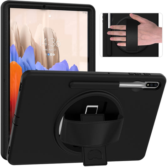 For Samsung Galaxy Tab S8+ / Tab S8 Plus /  Tab S7 FE / Tab S7+ SM-T970 360 Degree Rotation PC + TPU Protective Case with Holder & Hand-strap & Pen Slot(Black) - Galaxy Tab S8+ Cases by buy2fix | Online Shopping UK | buy2fix