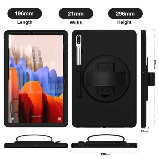 For Samsung Galaxy Tab S8+ / Tab S8 Plus /  Tab S7 FE / Tab S7+ SM-T970 360 Degree Rotation PC + TPU Protective Case with Holder & Hand-strap & Pen Slot(Black) - Galaxy Tab S8+ Cases by buy2fix | Online Shopping UK | buy2fix