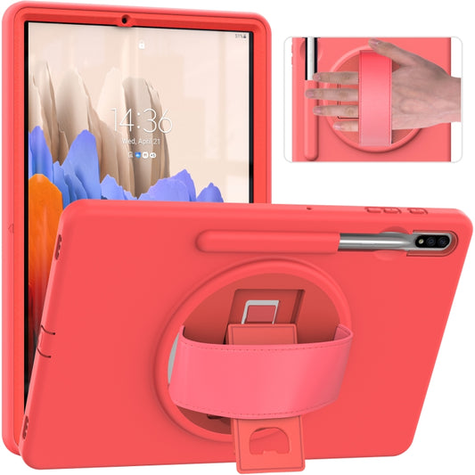 For Samsung Galaxy Tab S8+ / Tab S8 Plus /  Tab S7 FE / Tab S7+ SM-T970 360 Degree Rotation PC + TPU Protective Case with Holder & Hand-strap & Pen Slot(Pink) - Galaxy Tab S8+ Cases by buy2fix | Online Shopping UK | buy2fix