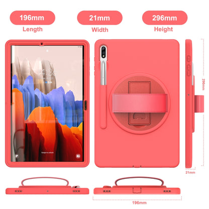 For Samsung Galaxy Tab S8+ / Tab S8 Plus /  Tab S7 FE / Tab S7+ SM-T970 360 Degree Rotation PC + TPU Protective Case with Holder & Hand-strap & Pen Slot(Pink) - Galaxy Tab S8+ Cases by buy2fix | Online Shopping UK | buy2fix