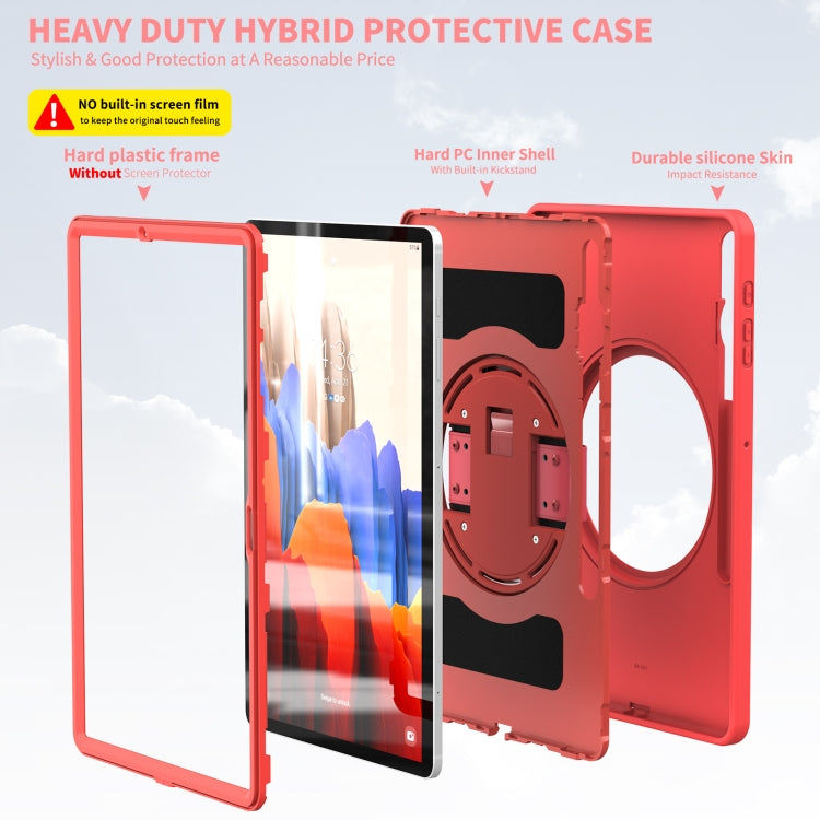For Samsung Galaxy Tab S8+ / Tab S8 Plus /  Tab S7 FE / Tab S7+ SM-T970 360 Degree Rotation PC + TPU Protective Case with Holder & Hand-strap & Pen Slot(Pink) - Galaxy Tab S8+ Cases by buy2fix | Online Shopping UK | buy2fix