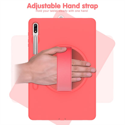 For Samsung Galaxy Tab S8+ / Tab S8 Plus /  Tab S7 FE / Tab S7+ SM-T970 360 Degree Rotation PC + TPU Protective Case with Holder & Hand-strap & Pen Slot(Pink) - Galaxy Tab S8+ Cases by buy2fix | Online Shopping UK | buy2fix