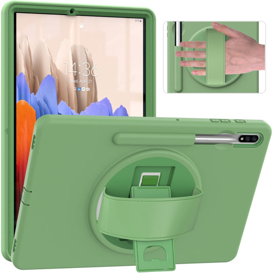 For Samsung Galaxy Tab S8+ / Tab S8 Plus /  Tab S7 FE / Tab S7+ SM-T970 360 Degree Rotation PC + TPU Protective Case with Holder & Hand-strap & Pen Slot(Green) - Galaxy Tab S8+ Cases by buy2fix | Online Shopping UK | buy2fix