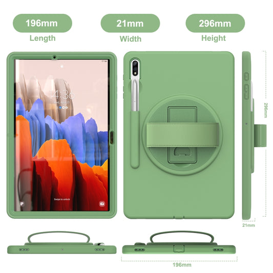 For Samsung Galaxy Tab S8+ / Tab S8 Plus /  Tab S7 FE / Tab S7+ SM-T970 360 Degree Rotation PC + TPU Protective Case with Holder & Hand-strap & Pen Slot(Green) - Galaxy Tab S8+ Cases by buy2fix | Online Shopping UK | buy2fix