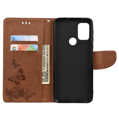 For Motorola Moto G30 Butterflies Embossing Horizontal Flip Leather Case with Holder & Card Slots & Wallet(Brown) - Motorola Cases by buy2fix | Online Shopping UK | buy2fix