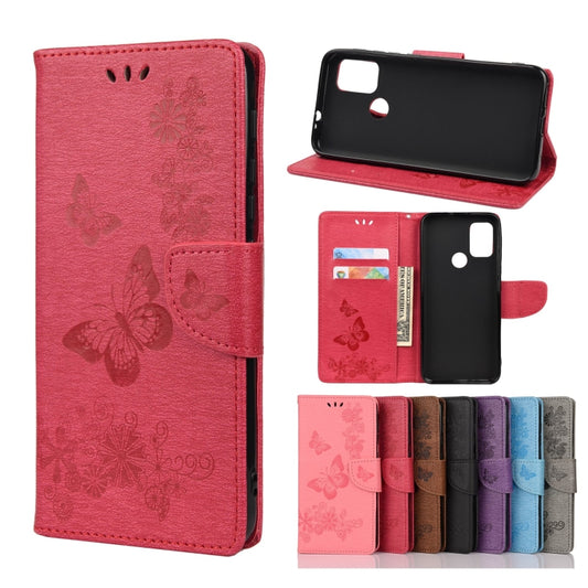 For Motorola Moto G30 Butterflies Embossing Horizontal Flip Leather Case with Holder & Card Slots & Wallet(Red) - Motorola Cases by buy2fix | Online Shopping UK | buy2fix