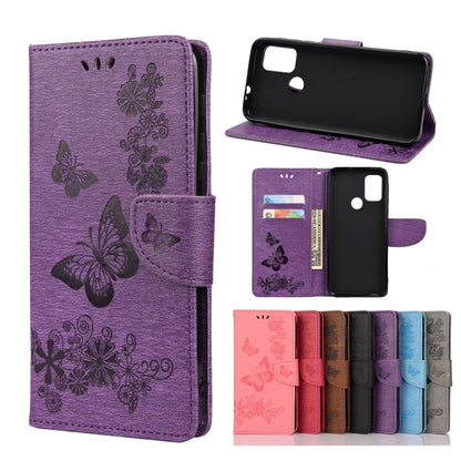 For Motorola Moto G30 Butterflies Embossing Horizontal Flip Leather Case with Holder & Card Slots & Wallet(Purple) - Motorola Cases by buy2fix | Online Shopping UK | buy2fix