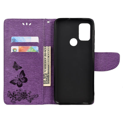 For Motorola Moto G30 Butterflies Embossing Horizontal Flip Leather Case with Holder & Card Slots & Wallet(Purple) - Motorola Cases by buy2fix | Online Shopping UK | buy2fix