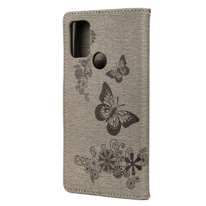 For Motorola Moto G30 Butterflies Embossing Horizontal Flip Leather Case with Holder & Card Slots & Wallet(Grey) - Motorola Cases by buy2fix | Online Shopping UK | buy2fix